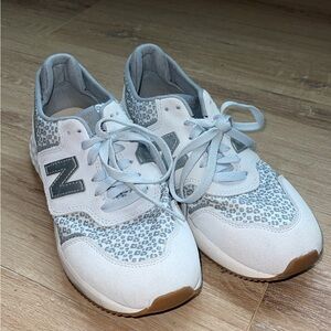 New Balance Leopard Print Sneakers in White and Gray